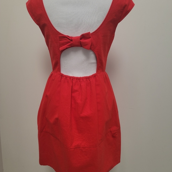 American Eagle Outfitters Red Dress with Bow Size 4 - Picture 3 of 5